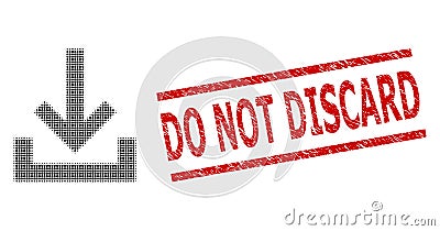 Grunge Do Not Discard Stamp and Halftone Dotted Inbox Vector Illustration