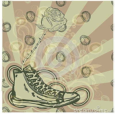 Grunge drawing with sneaker Vector Illustration