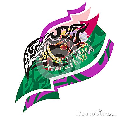 Grunge eagle head with color arrows Vector Illustration