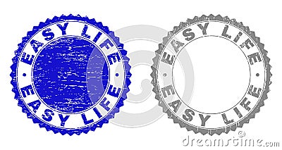 Grunge EASY LIFE Scratched Stamps Vector Illustration