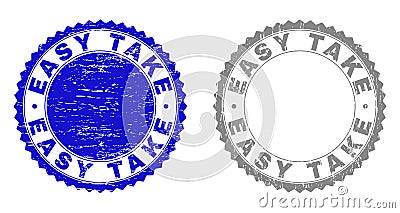 Grunge EASY TAKE Scratched Stamp Seals Vector Illustration