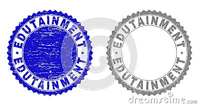 Grunge EDUTAINMENT Scratched Stamps Vector Illustration