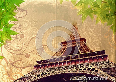 Grunge Eiffel Tower in sepia Stock Photo