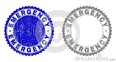 Grunge EMERGENCY Scratched Stamp Seals Vector Illustration