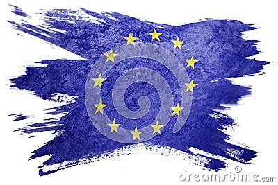 Grunge Europe Union flag. EU flag with grunge texture. Brush stroke. Editorial Stock Photo