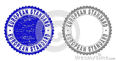 Grunge EUROPEAN STANDARD Textured Watermarks Vector Illustration