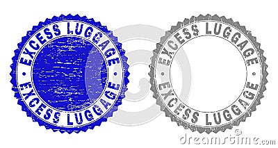 Grunge EXCESS LUGGAGE Scratched Stamps Vector Illustration