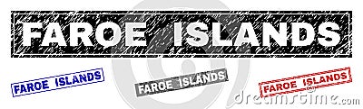 Grunge FAROE ISLANDS Textured Rectangle Stamps Vector Illustration