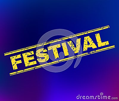 FESTIVAL Scratched Stamp Seal on Gradient Background Vector Illustration