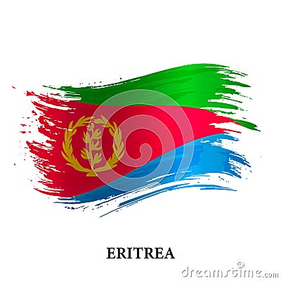 Grunge flag of Eritrea, brush stroke vector Vector Illustration