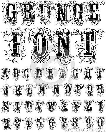 Grunge Font Vector Illustration