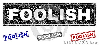 Grunge FOOLISH Scratched Rectangle Watermarks Vector Illustration