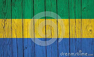 Gabon Flag Over Wood Planks Stock Photo