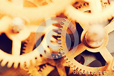 Grunge gear, cog wheels background. Industrial science, clockwork, technology. Stock Photo