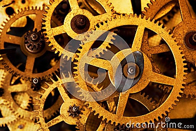 Grunge gear, cog wheels background. Industrial science, clockwork, technology. Stock Photo