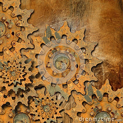 Grunge Gears Background Stock Photo