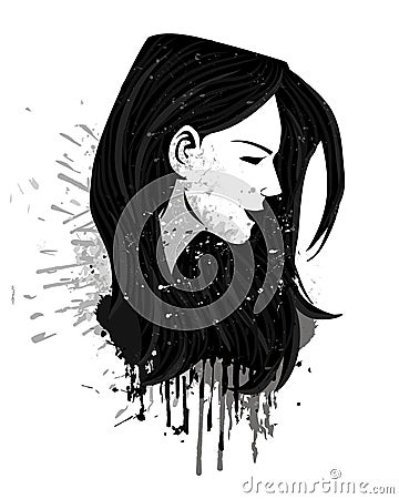 Grunge girl head Vector Illustration