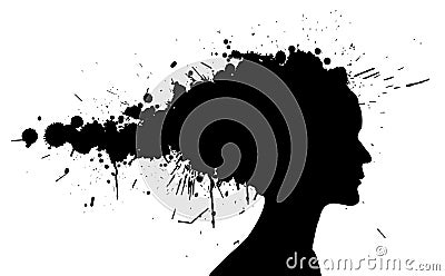 Grunge girl silhouette Vector Illustration