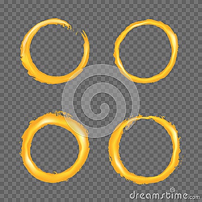 Grunge golden circle border set Vector Illustration