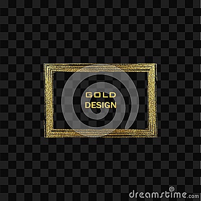 Round grunge golden frame on on transparent background. Circle luxury vintage border, Vector Illustration