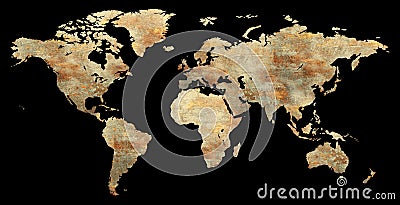 Grunge golden texture high quality world map Stock Photo