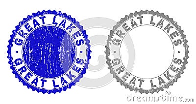 Grunge GREAT LAKES Scratched Stamps Vector Illustration