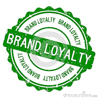 Grunge green brand loyalty word round rubber stamp on white background Vector Illustration