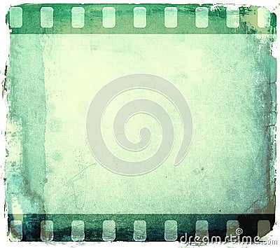 Grunge green film strip frame Stock Photo