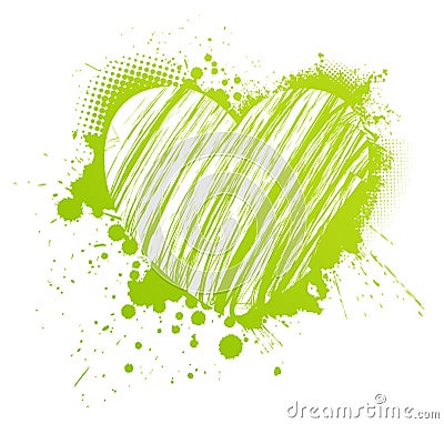 Grunge green heart Vector Illustration