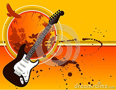 Grunge Guitar Background Vector Illustration