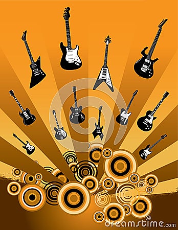 Grunge Guitar Background Vector Illustration