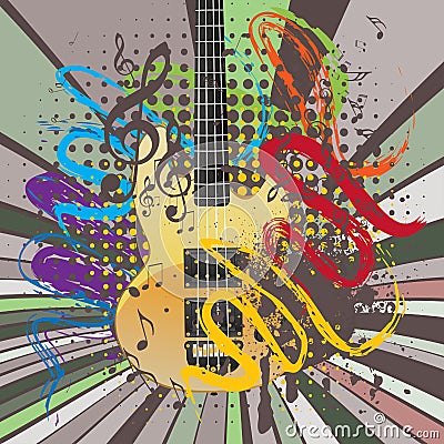 Grunge Guitar Illustration Vector Illustration