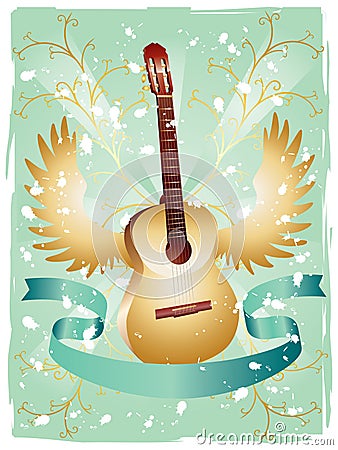 Grunge Guitar Pattern Vector Illustration