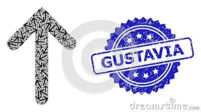 Grunge Gustavia Seal and Recursion Up Arrow Icon Composition Vector Illustration