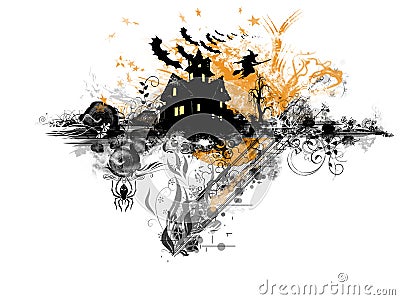 Grunge Halloween Cartoon Illustration