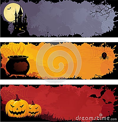 Grunge halloween banners Vector Illustration