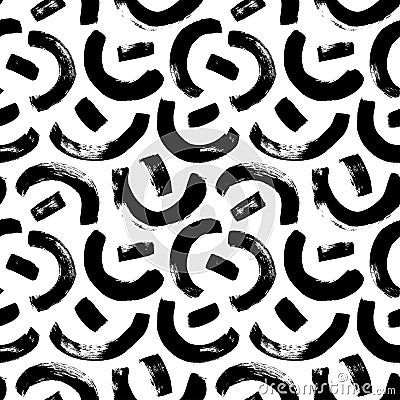 Hand drawn grunge halved circles seamless pattern. Vector Illustration