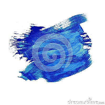 Grunge hand drawn with a brush. Curved brush stroke. cerulean color. Stock Photo