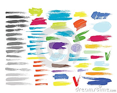 Grunge hand drawn brush stroke vector set. Vector Illustration