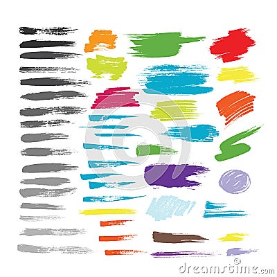 Grunge hand drawn brush stroke vector set. Vector Illustration