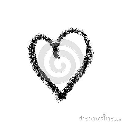 Grunge hand drawn chalk heart. Valentine day print. Vector grunge illustration. Vector Illustration