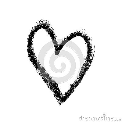 Grunge hand drawn chalk heart. Valentine day print. Vector grunge illustration. Vector Illustration