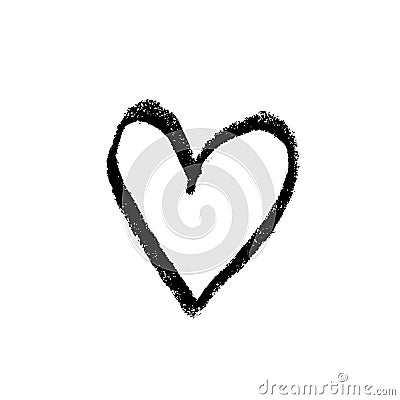 Grunge hand drawn chalk heart. Valentine day print. Vector grunge illustration. Vector Illustration