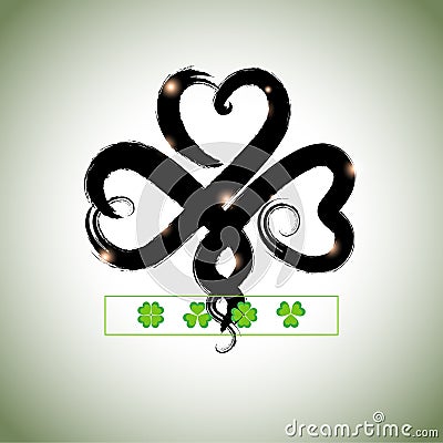 Grunge hand drawn clover for Happy St. Patricks Day Vector Illustration