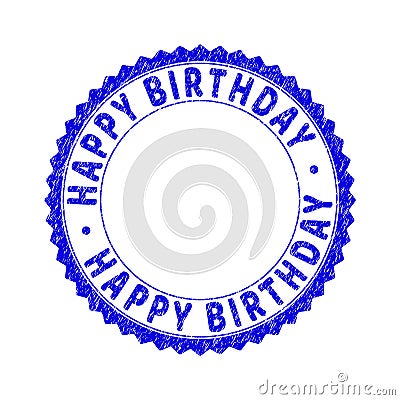 Grunge HAPPY BIRTHDAY Textured Round Rosette Stamp Vector Illustration