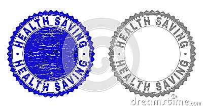 Grunge HEALTH SAVING Textured Stamps Vector Illustration