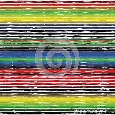 Grunge Horizontal Flat Striped Colorful Spectrum Tribal Stripe Rainbow Background Pattern Vector Illustration