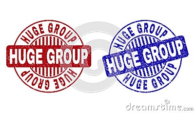 Grunge HUGE GROUP Scratched Round Stamps Vector Illustration