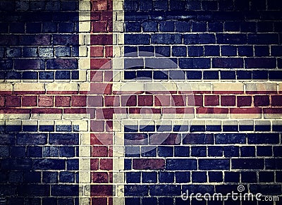 Grunge Iceland flag on a brick wall Stock Photo