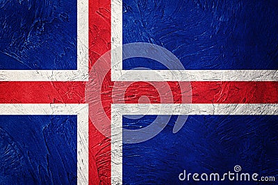 Grunge Iceland flag. Iceland flag with grunge texture. Stock Photo